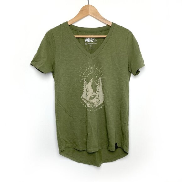 United by Blue V-neck T-shirt - Pines Graphic - Picture 1 of 6